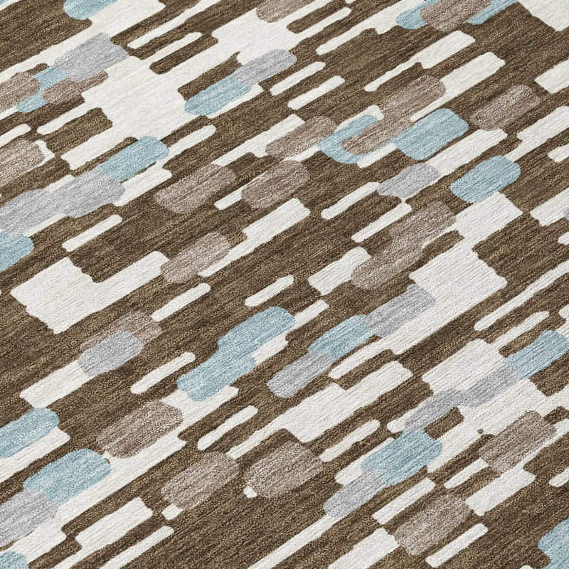 8' X 10' Chocolate And Brown Geometric Washable Indoor Outdoor Area Rug Homeroots Outdoor