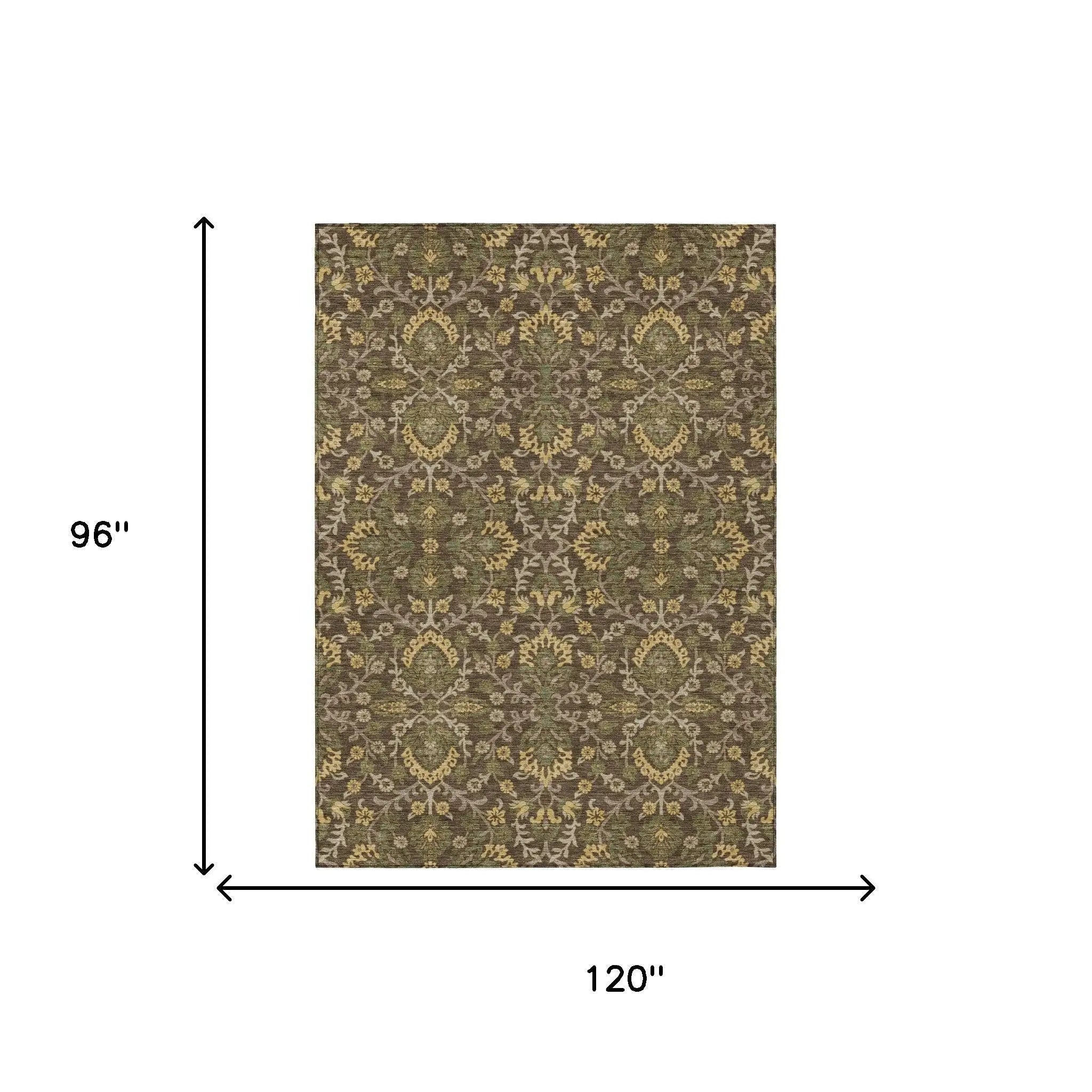 8' X 10' Chocolate And Brown Geometric Washable Indoor Outdoor Area Rug Homeroots Outdoor