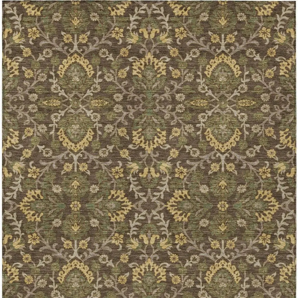 8' X 10' Chocolate And Brown Geometric Washable Indoor Outdoor Area Rug Homeroots Outdoor