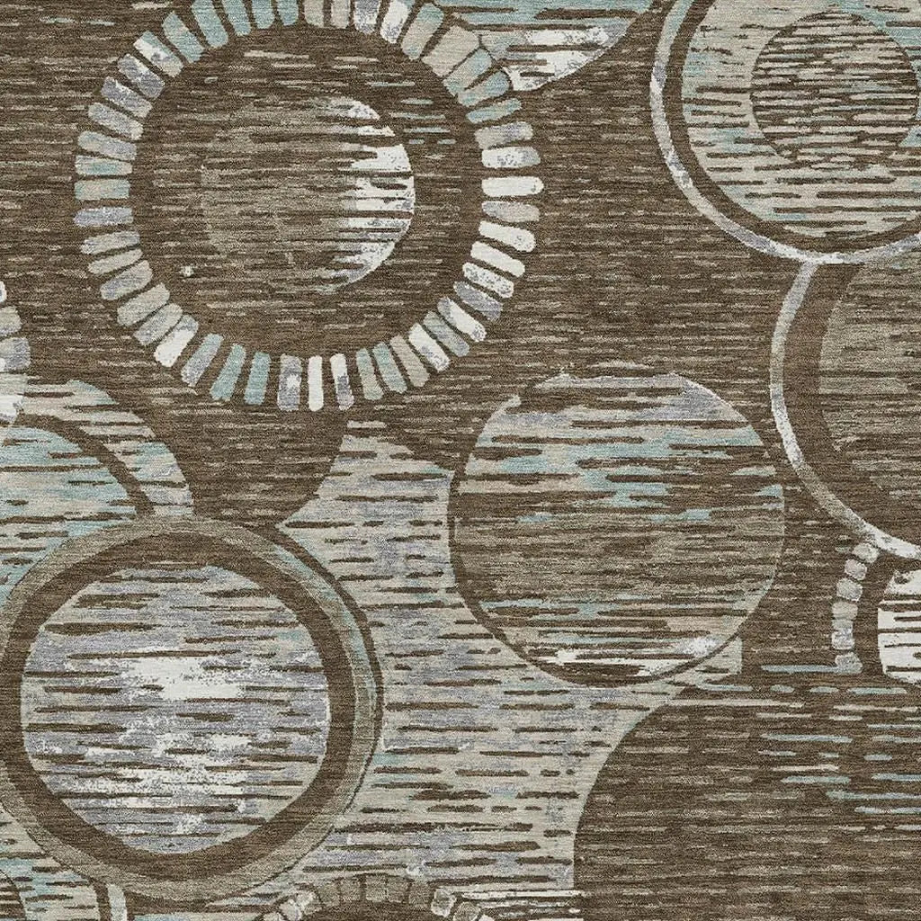 8' X 10' Chocolate And Brown Geometric Washable Indoor Outdoor Area Rug Homeroots Outdoor