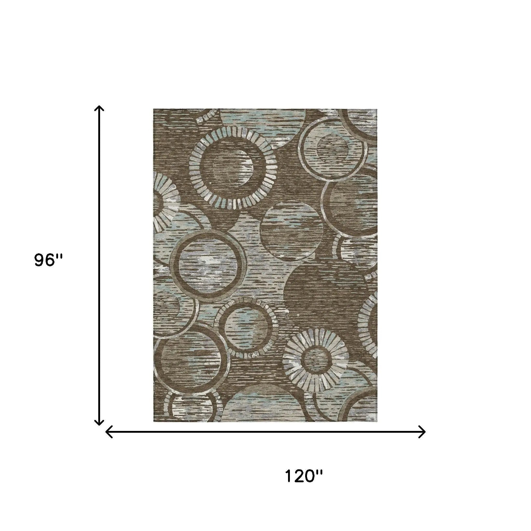 8' X 10' Chocolate And Brown Geometric Washable Indoor Outdoor Area Rug Homeroots Outdoor