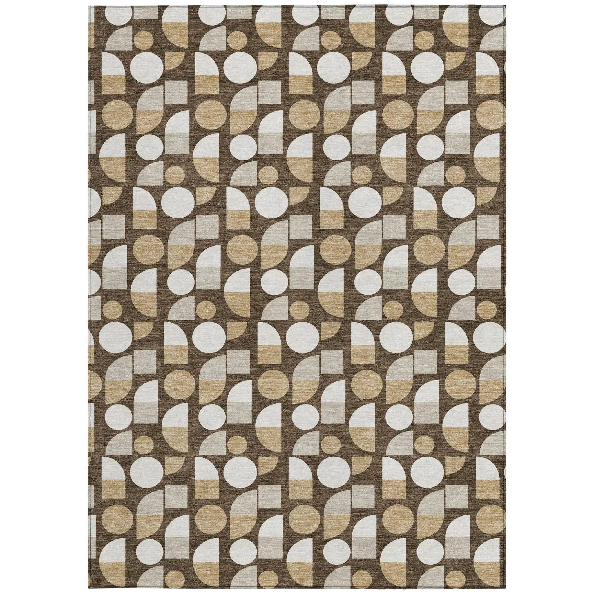 8' X 10' Chocolate And Brown Geometric Washable Indoor Outdoor Area Rug Homeroots Outdoor
