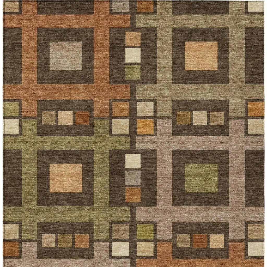 8' X 10' Chocolate And Brown Geometric Washable Indoor Outdoor Area Rug Homeroots Outdoor