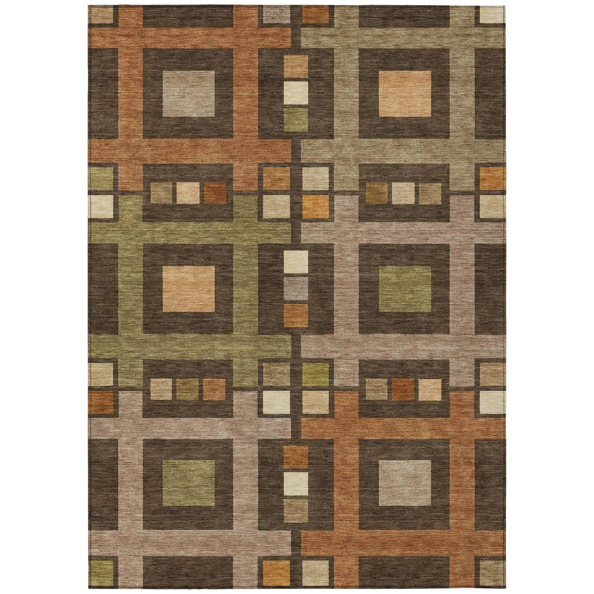 8' X 10' Chocolate And Brown Geometric Washable Indoor Outdoor Area Rug Homeroots Outdoor