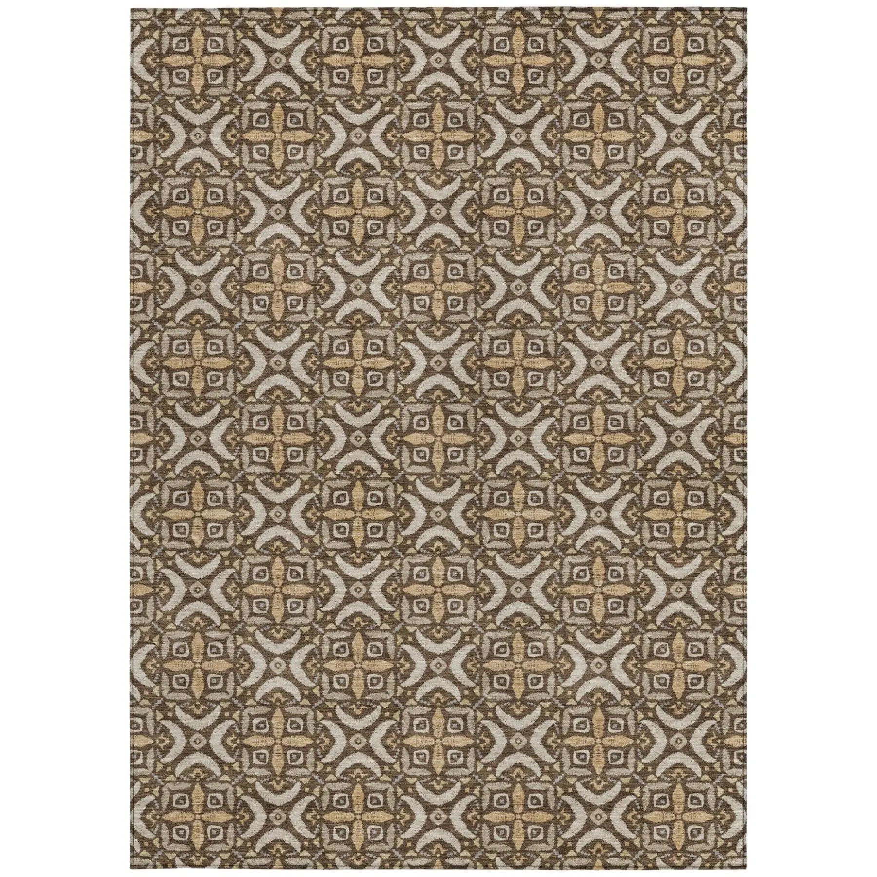 8' X 10' Chocolate And Brown Geometric Washable Indoor Outdoor Area Rug Homeroots Outdoor