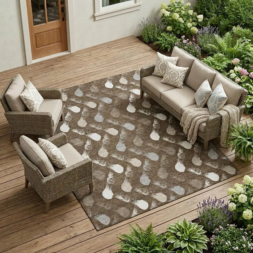 8' X 10' Chocolate And Brown Geometric Washable Indoor Outdoor Area Rug Homeroots Outdoor
