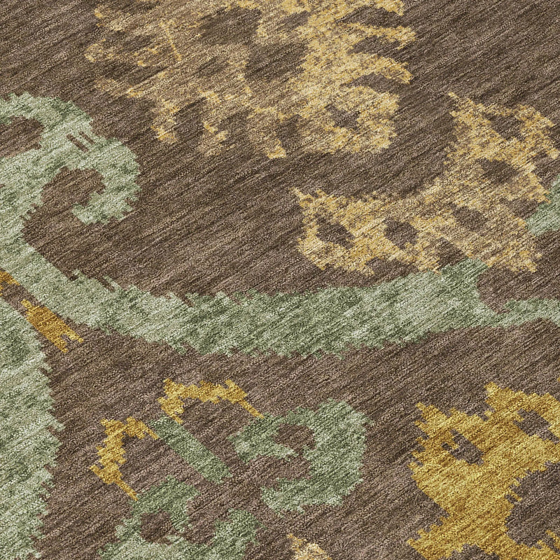 8' X 10' Chocolate And Brown Ikat Washable Indoor Outdoor Area Rug Homeroots Outdoor