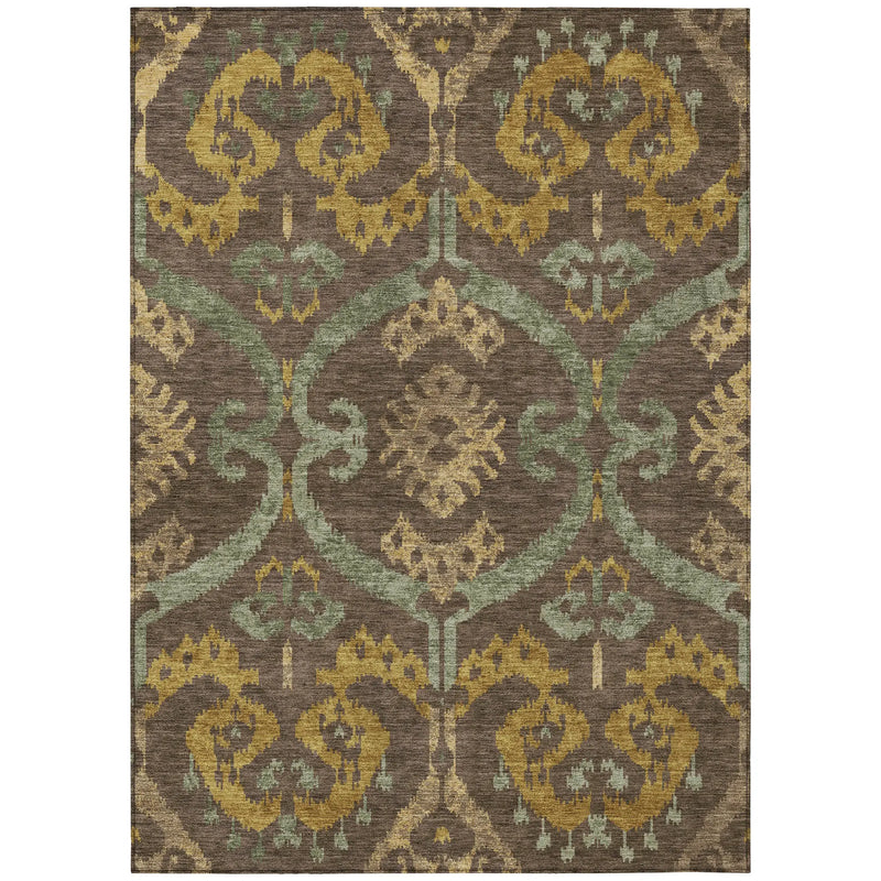 8' X 10' Chocolate And Brown Ikat Washable Indoor Outdoor Area Rug Homeroots Outdoor