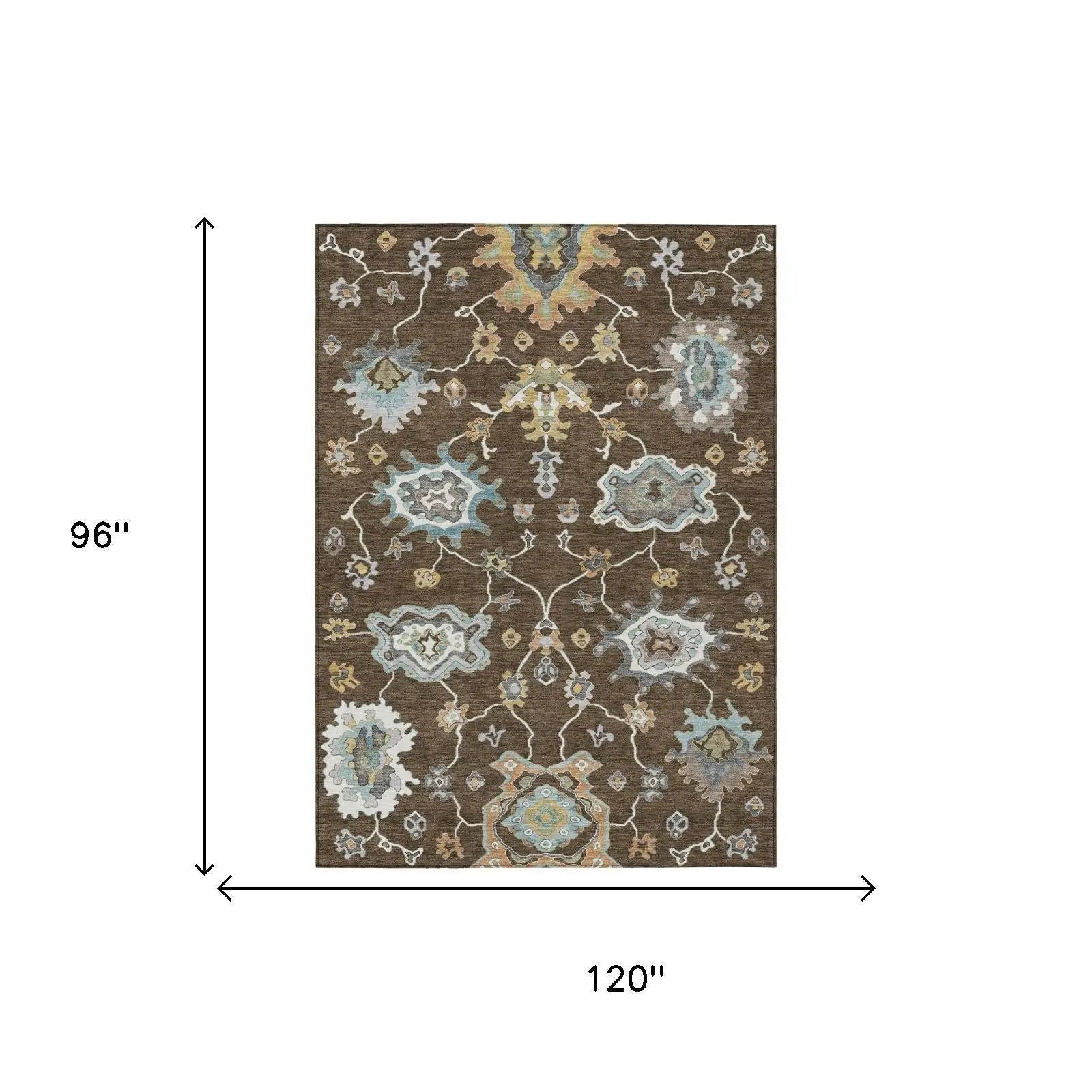 8' X 10' Chocolate And Brown Oriental Washable Indoor Outdoor Area Rug Homeroots Outdoor