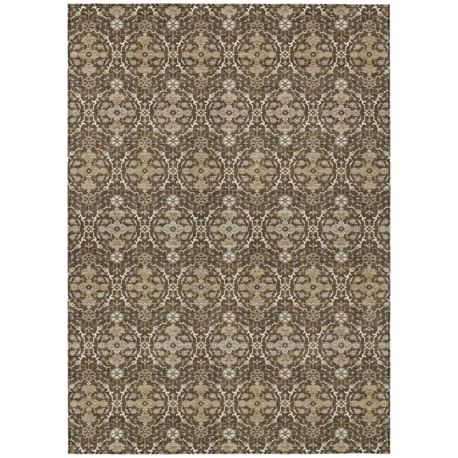 8' X 10' Chocolate And Brown Oriental Washable Indoor Outdoor Area Rug Homeroots Outdoor