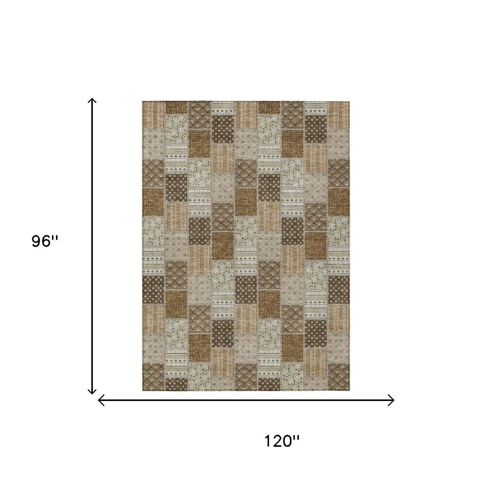 8' X 10' Chocolate And Brown Patchwork Washable Indoor Outdoor Area Rug Homeroots Outdoor