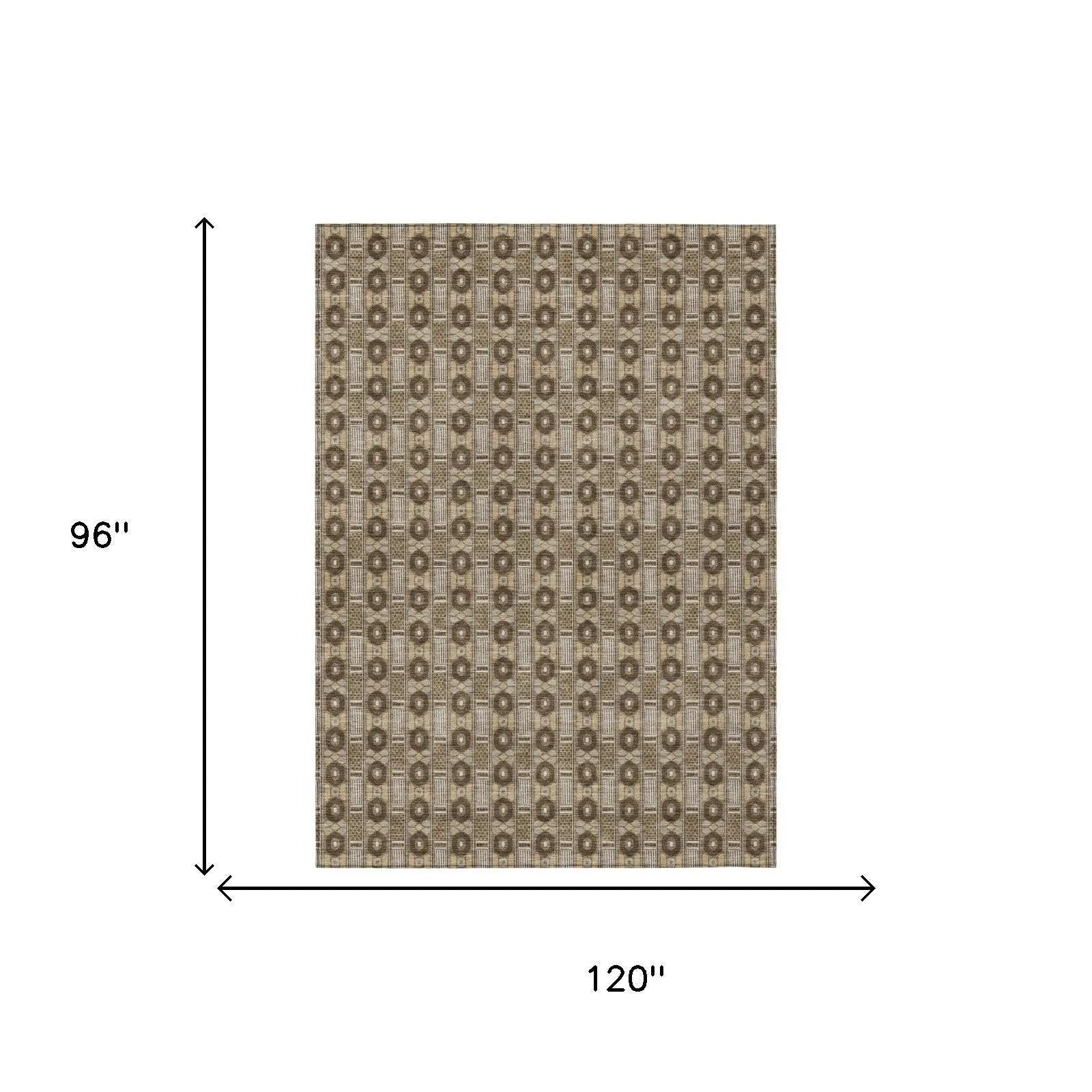 8' X 10' Chocolate And Brown Striped Washable Indoor Outdoor Area Rug Homeroots Outdoor
