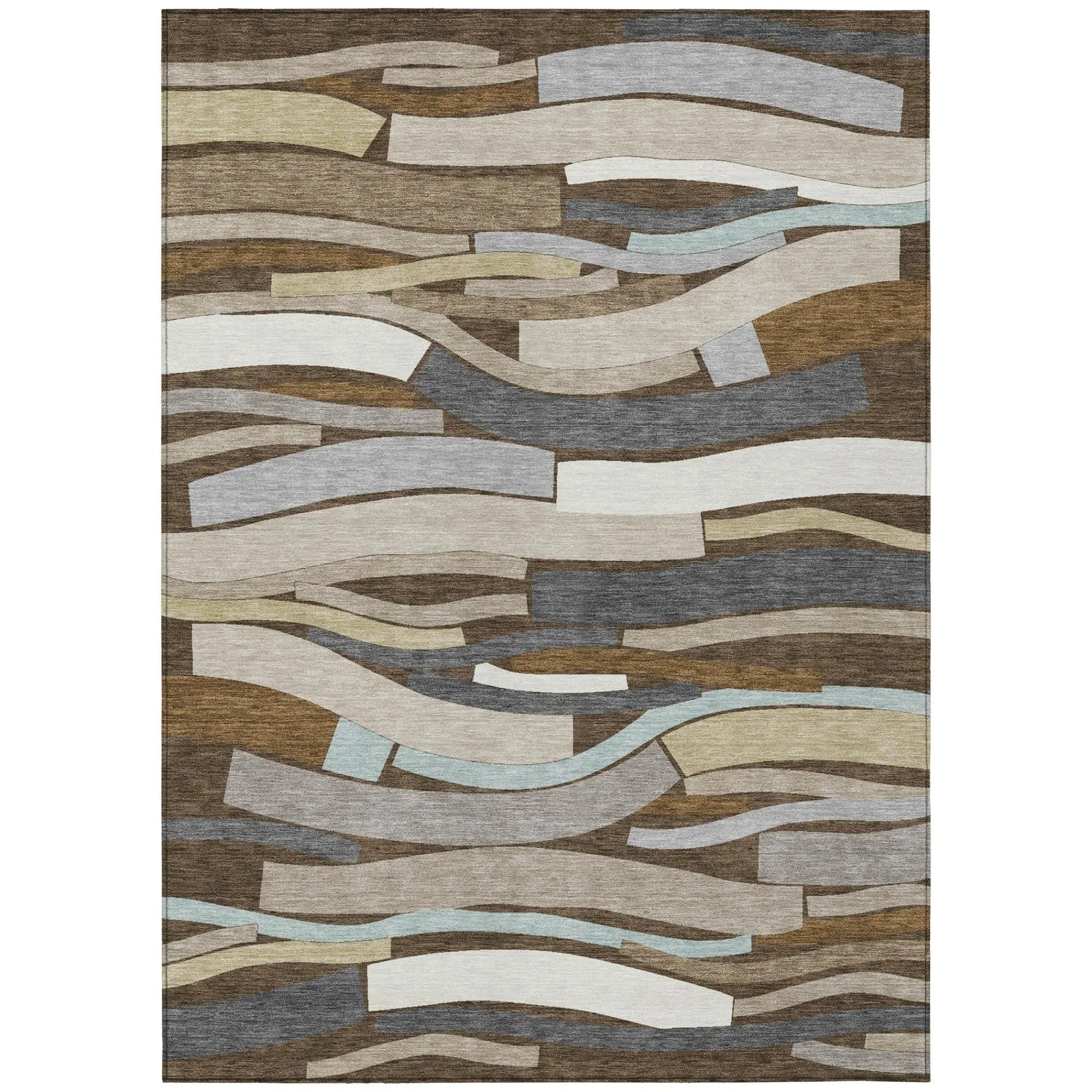 8' X 10' Chocolate And Brown Striped Washable Indoor Outdoor Area Rug Homeroots Outdoor