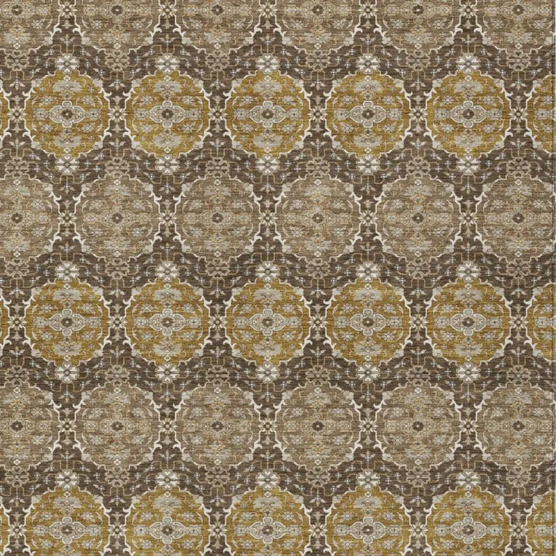 8' X 10' Chocolate And Brown Striped Washable Indoor Outdoor Area Rug Homeroots Outdoor