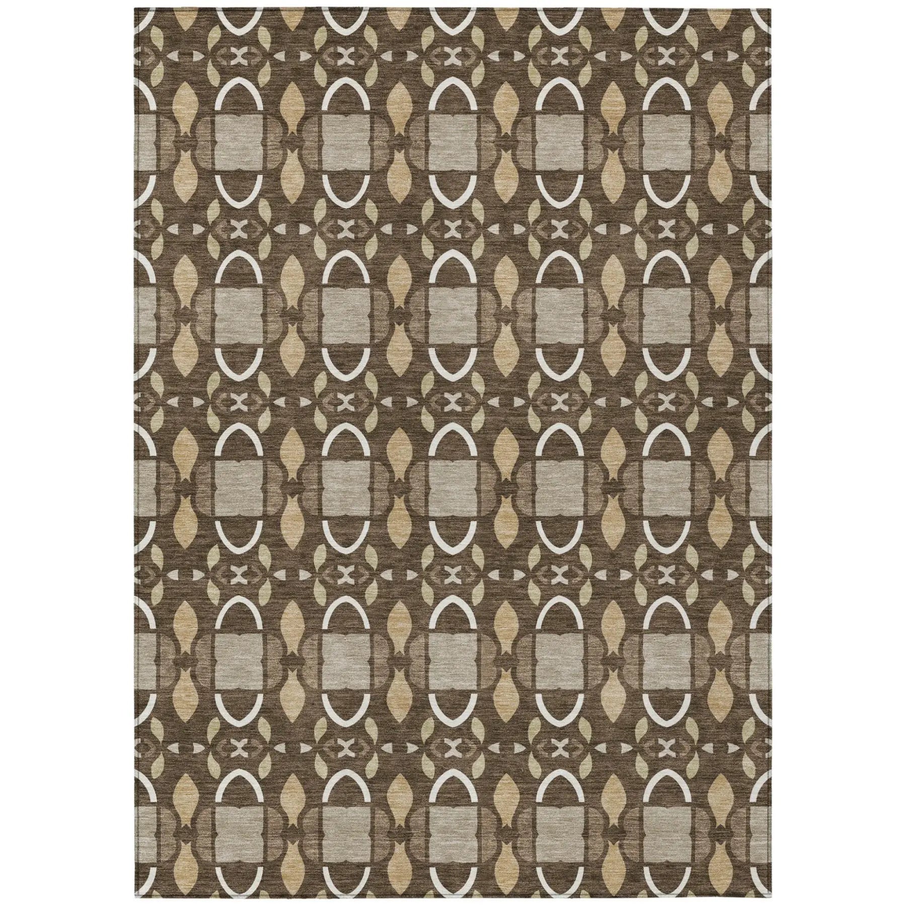 8' X 10' Chocolate And Brown Striped Washable Indoor Outdoor Area Rug Homeroots Outdoor
