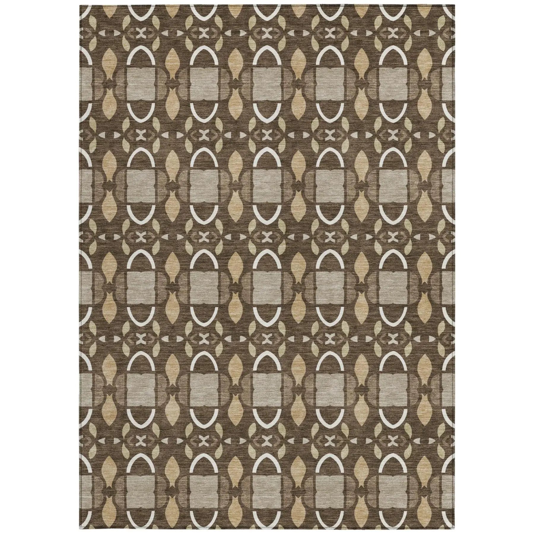 8' X 10' Chocolate And Brown Striped Washable Indoor Outdoor Area Rug Homeroots Outdoor