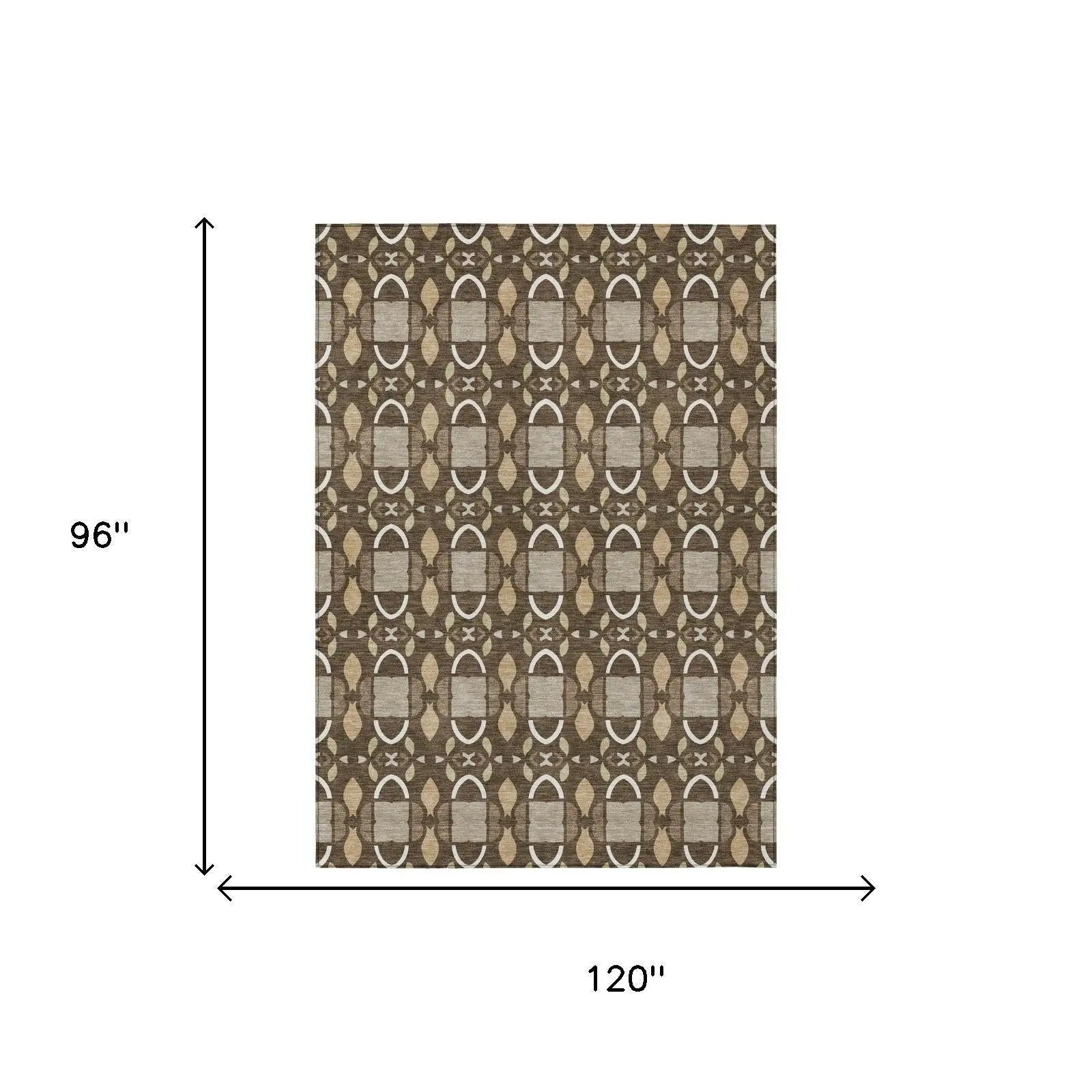 8' X 10' Chocolate And Brown Striped Washable Indoor Outdoor Area Rug Homeroots Outdoor