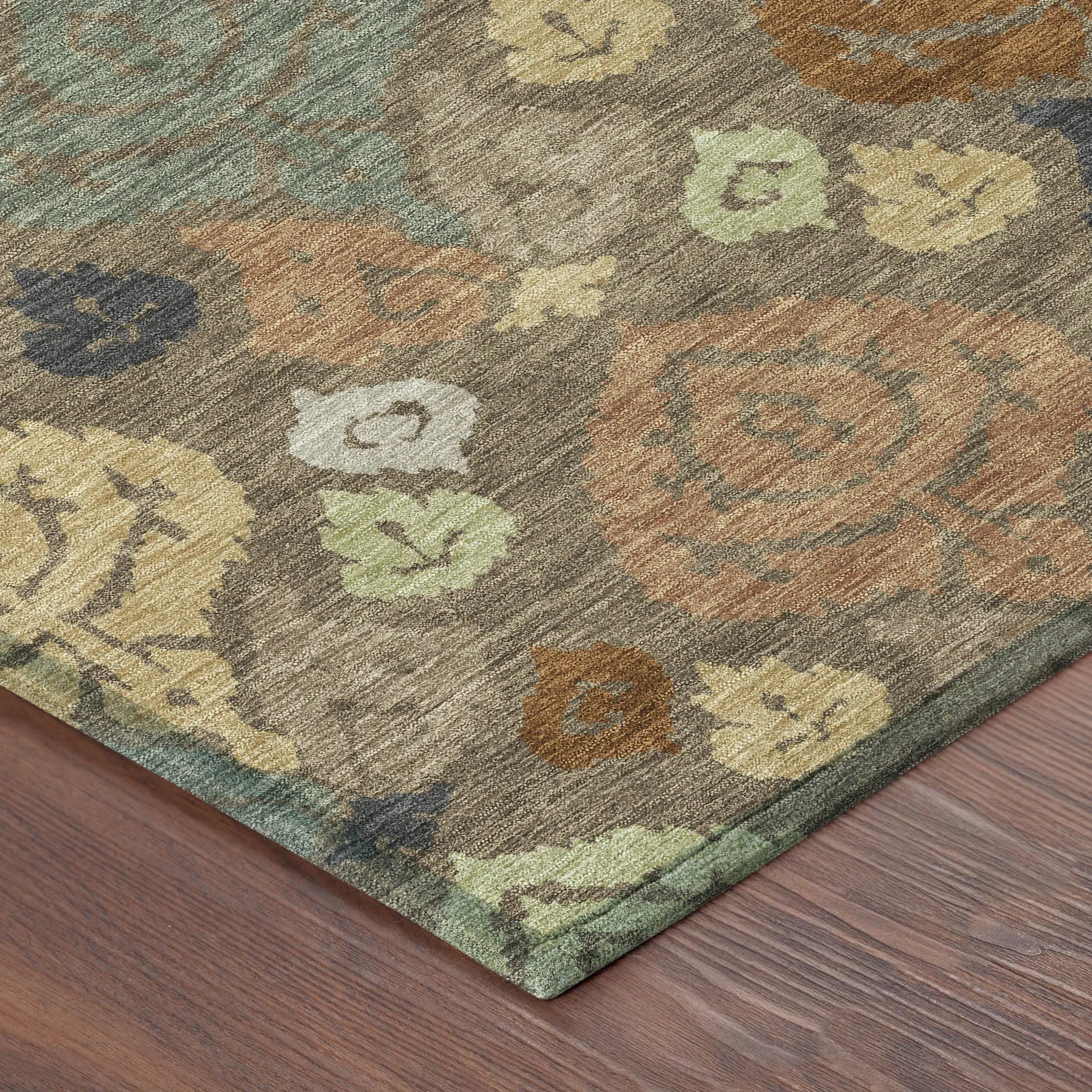 8' X 10' Chocolate And Charcoal Damask Washable Indoor Outdoor Area Rug Homeroots Outdoor