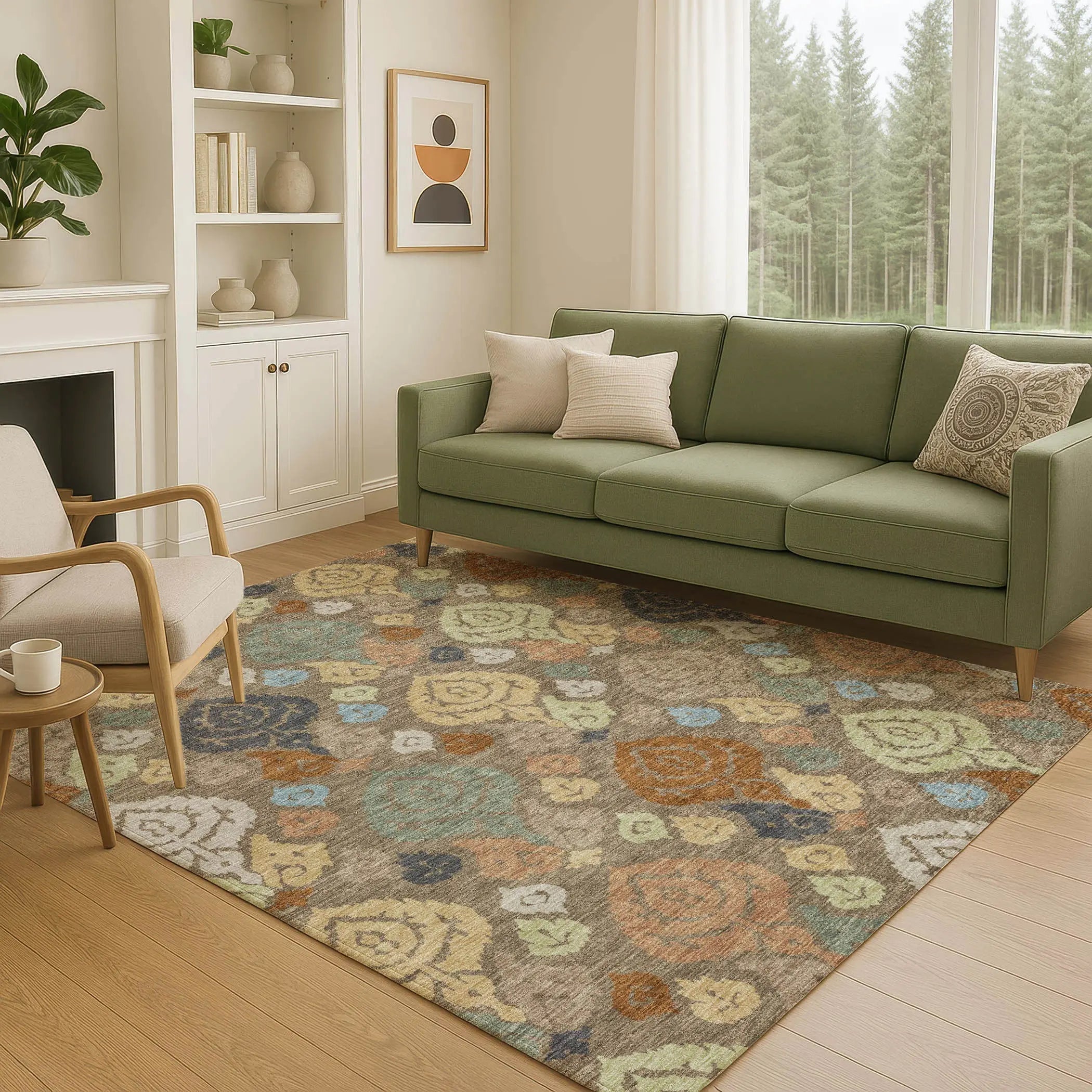 8' X 10' Chocolate And Charcoal Damask Washable Indoor Outdoor Area Rug Homeroots Outdoor