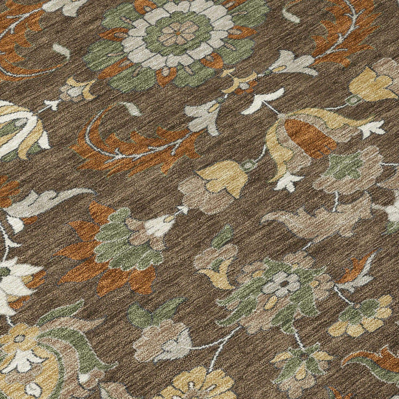 8' X 10' Chocolate And Charcoal Floral Medallion Washable Indoor Outdoor Area Rug Homeroots Outdoor