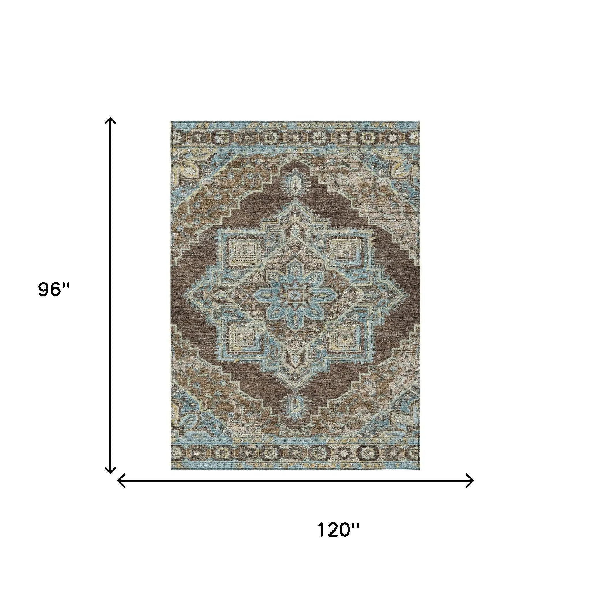 8' X 10' Chocolate And Coffee Oriental Washable Indoor Outdoor Area Rug Homeroots Outdoor