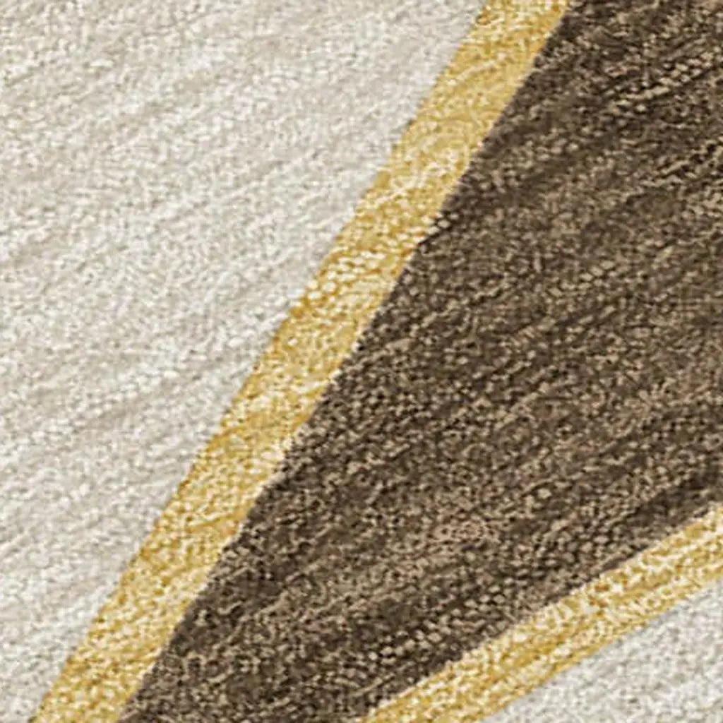 8' X 10' Chocolate And Gold Geometric Washable Indoor Outdoor Area Rug Homeroots Outdoor