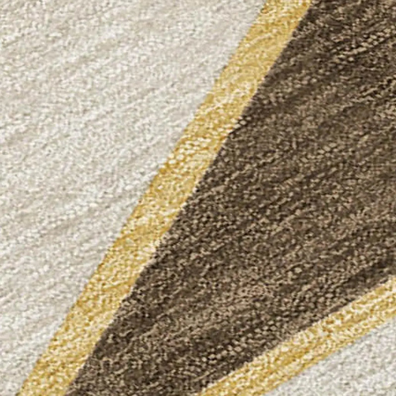 8' X 10' Chocolate And Gold Geometric Washable Indoor Outdoor Area Rug Homeroots Outdoor
