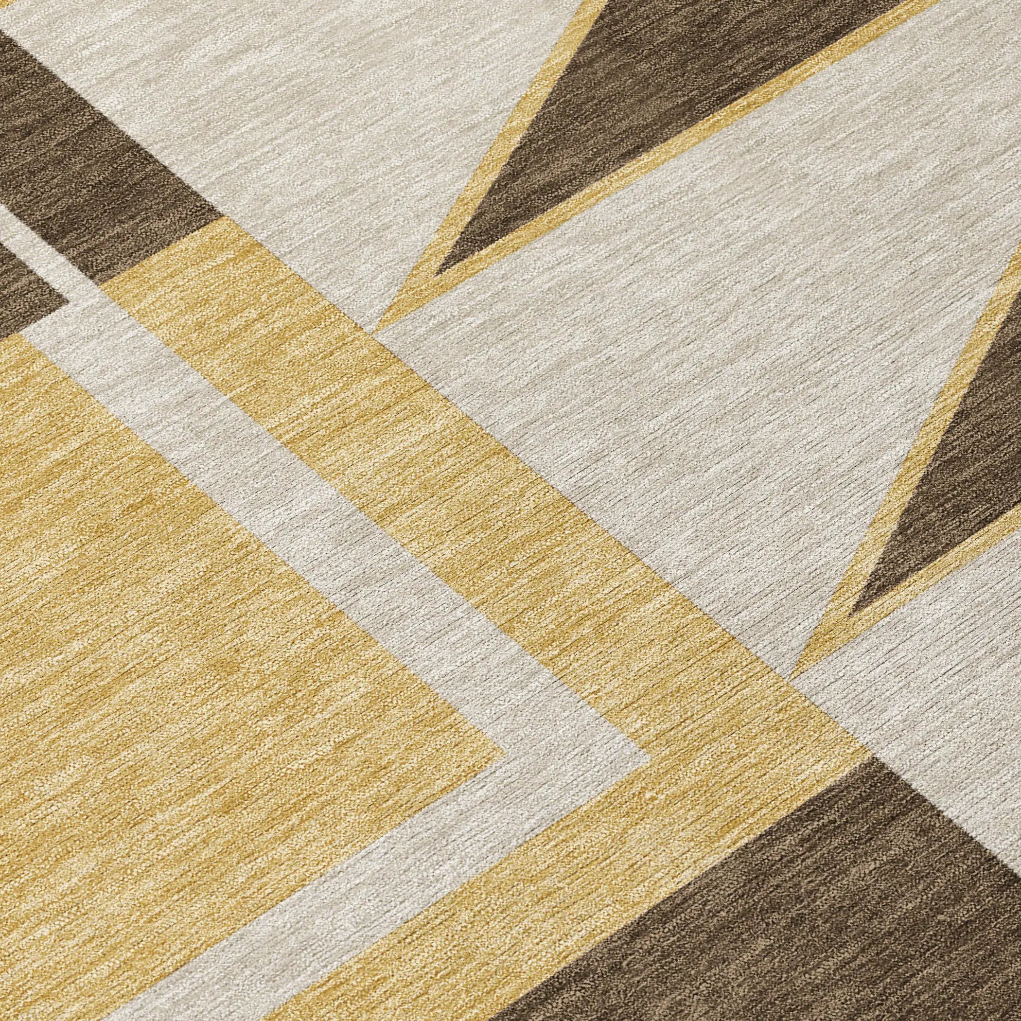 8' X 10' Chocolate And Gold Geometric Washable Indoor Outdoor Area Rug Homeroots Outdoor