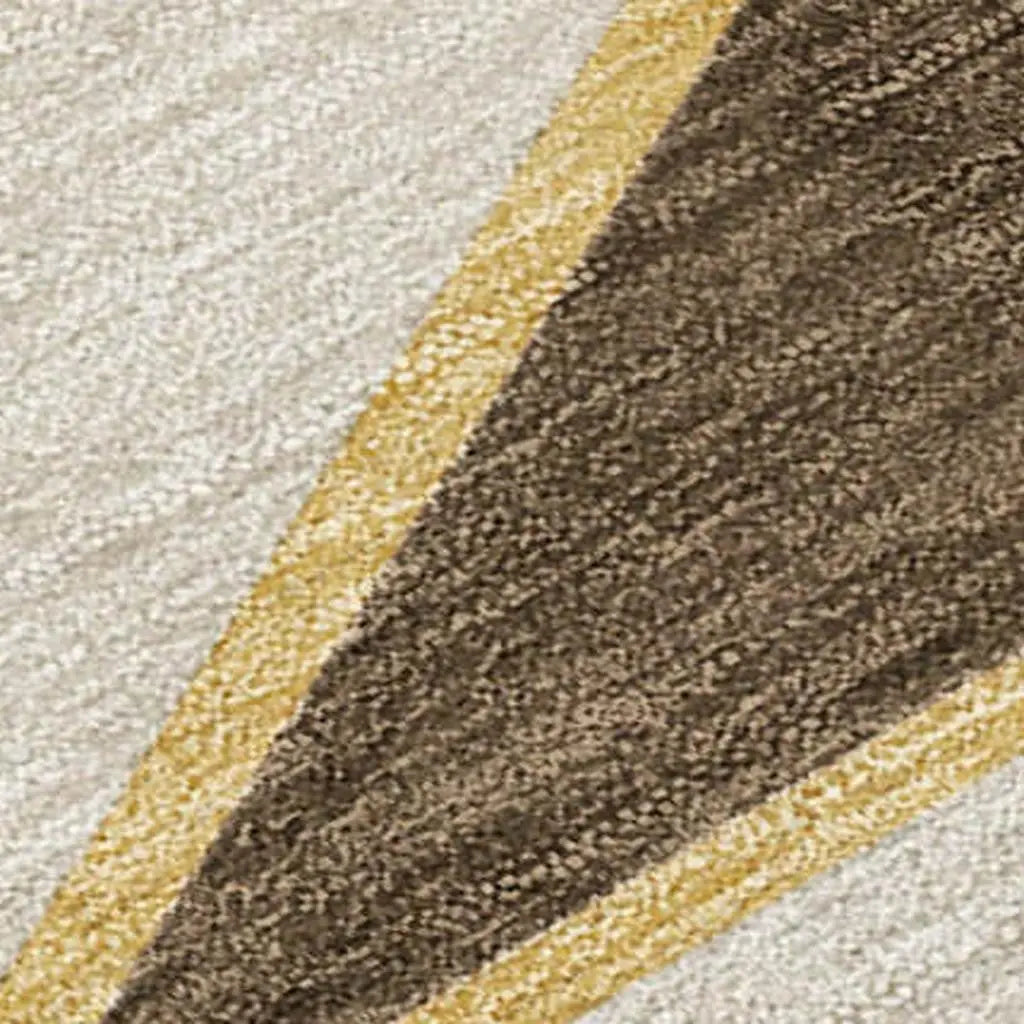 8' X 10' Chocolate And Gold Geometric Washable Indoor Outdoor Area Rug Homeroots Outdoor