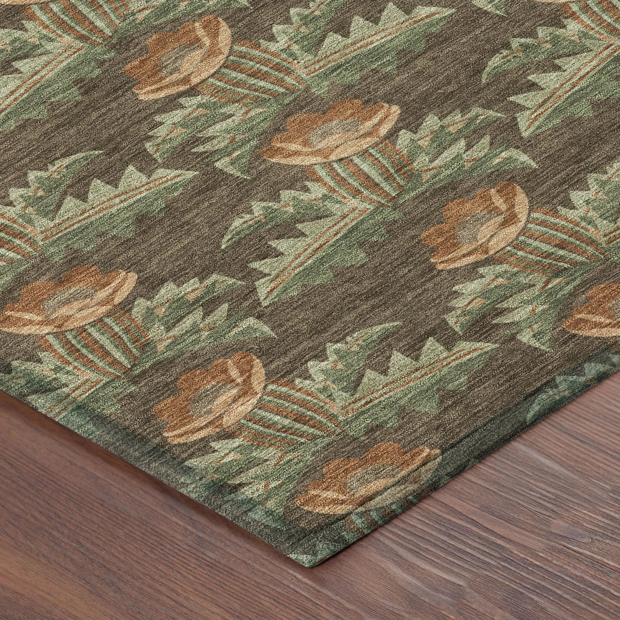 8' X 10' Chocolate And Graphite Floral Washable Indoor Outdoor Area Rug Homeroots Outdoor
