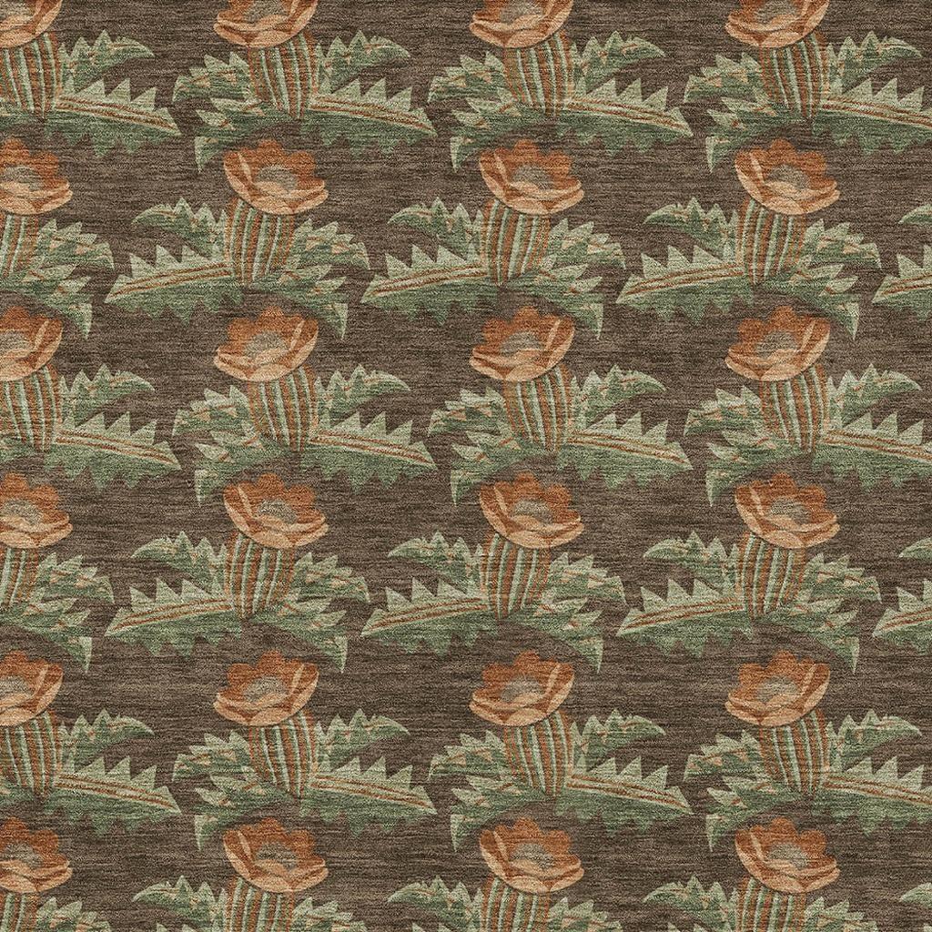 8' X 10' Chocolate And Graphite Floral Washable Indoor Outdoor Area Rug Homeroots Outdoor