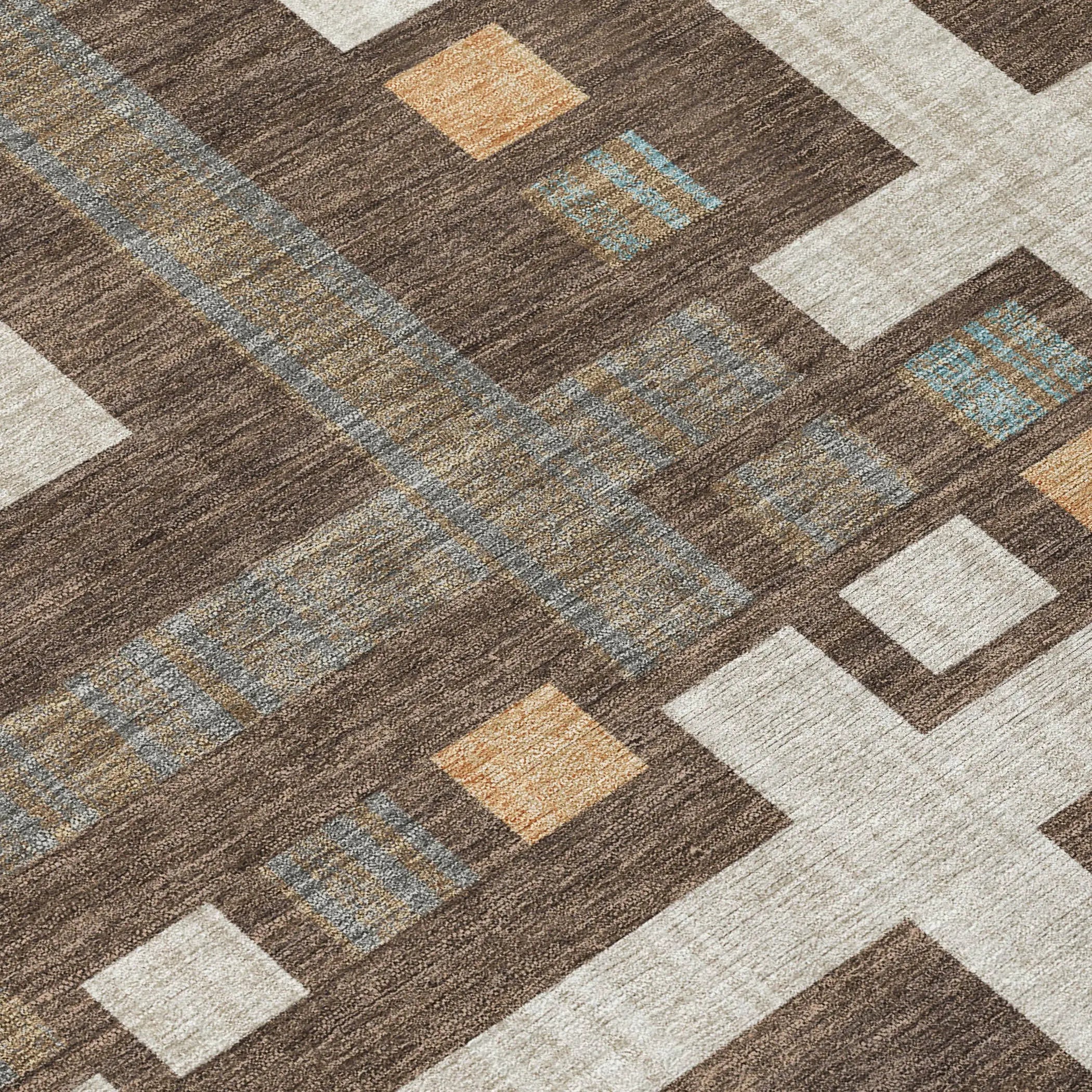 8' X 10' Chocolate And Graphite Geometric Washable Indoor Outdoor Area Rug Homeroots Outdoor