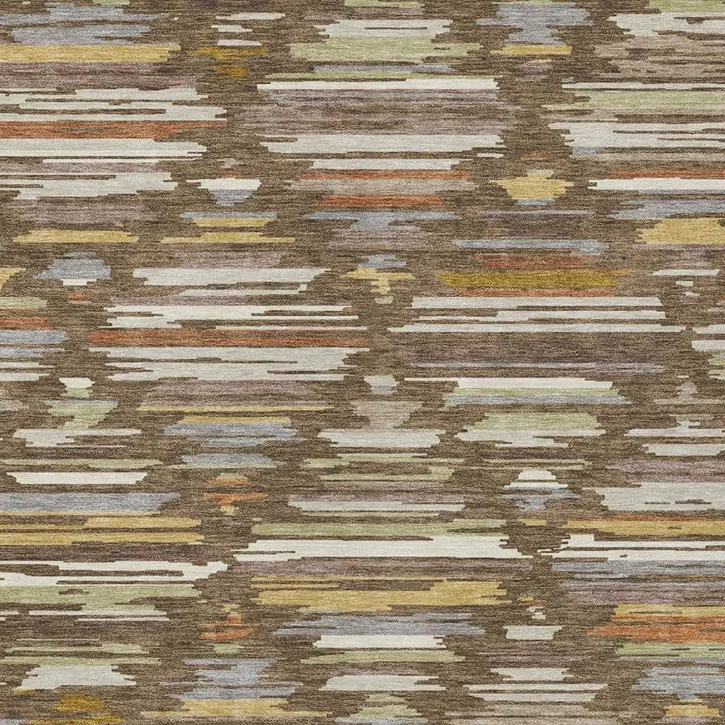8' X 10' Chocolate And Gray Southwestern Washable Indoor Outdoor Area Rug Homeroots Outdoor