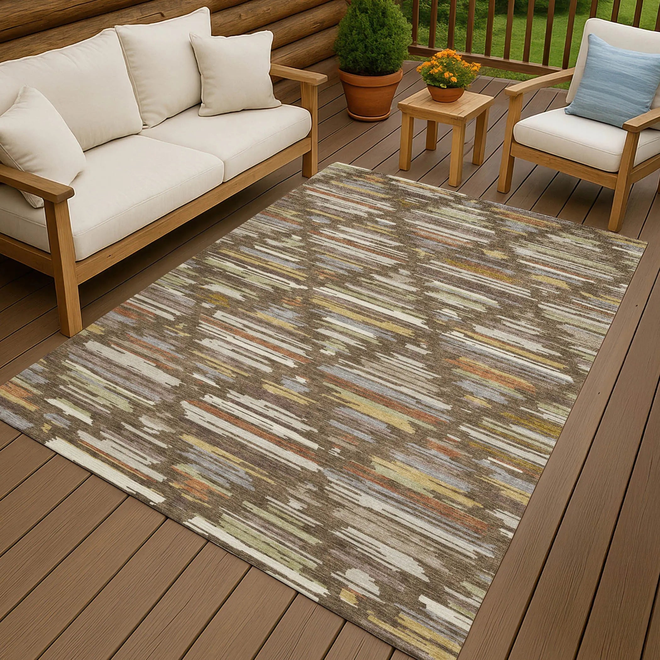 8' X 10' Chocolate And Gray Southwestern Washable Indoor Outdoor Area Rug Homeroots Outdoor