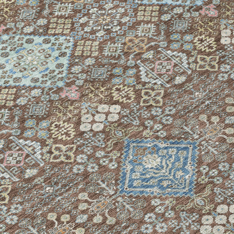 8' X 10' Chocolate And Green Oriental Washable Indoor Outdoor Area Rug Homeroots Outdoor
