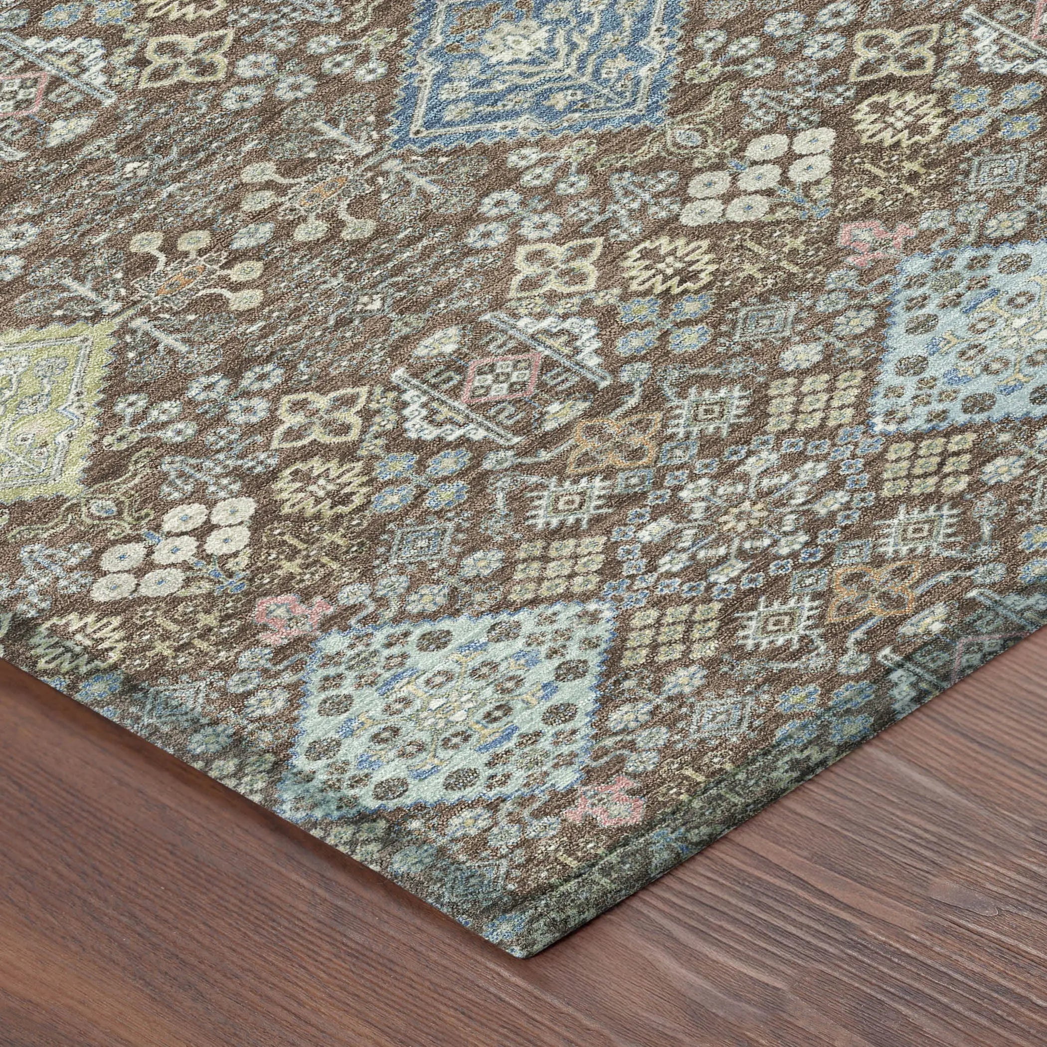 8' X 10' Chocolate And Green Oriental Washable Indoor Outdoor Area Rug Homeroots Outdoor