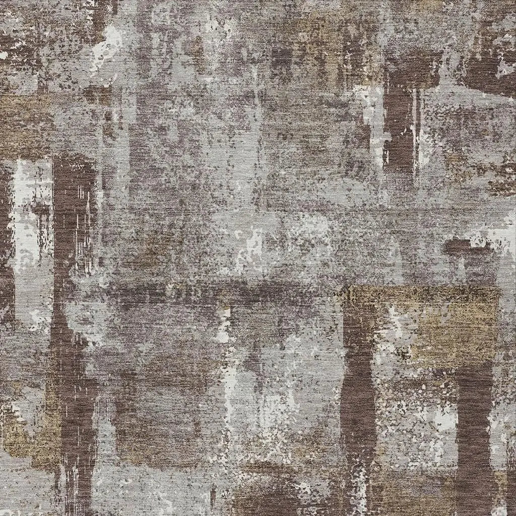 8' X 10' Chocolate And Ivory Abstract Washable Indoor Outdoor Area Rug Homeroots Outdoor