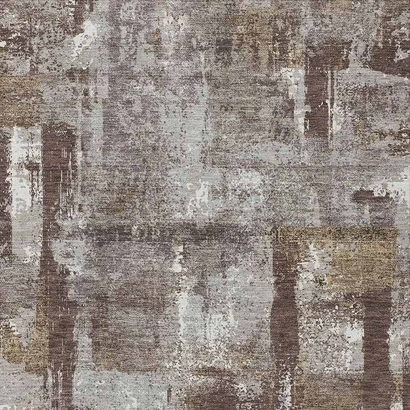 8' X 10' Chocolate And Ivory Abstract Washable Indoor Outdoor Area Rug Homeroots Outdoor
