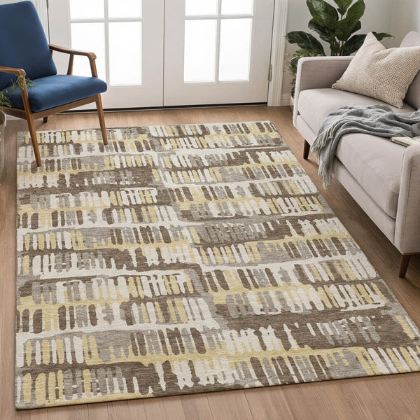 8' X 10' Chocolate And Ivory Abstract Washable Indoor Outdoor Area Rug Homeroots Outdoor