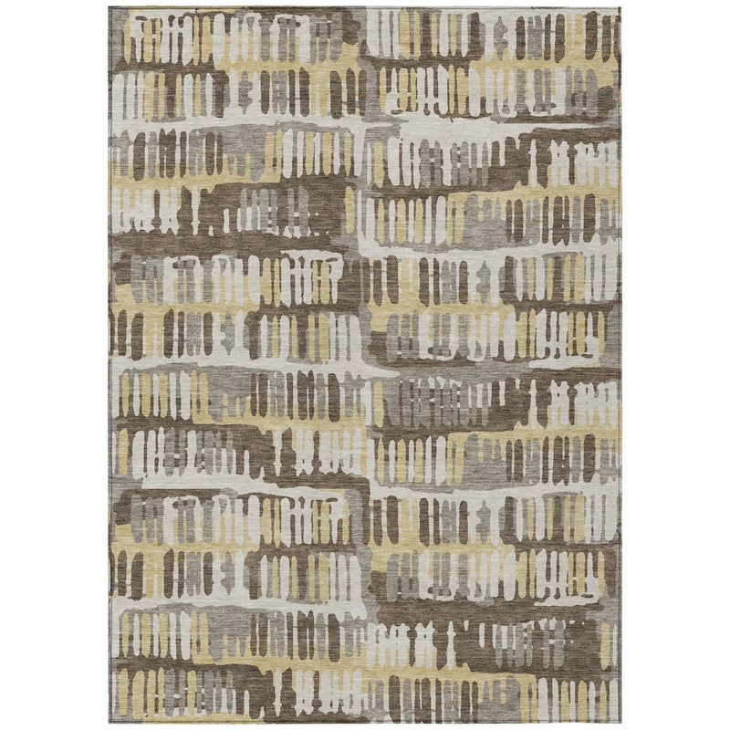 8' X 10' Chocolate And Ivory Abstract Washable Indoor Outdoor Area Rug Homeroots Outdoor