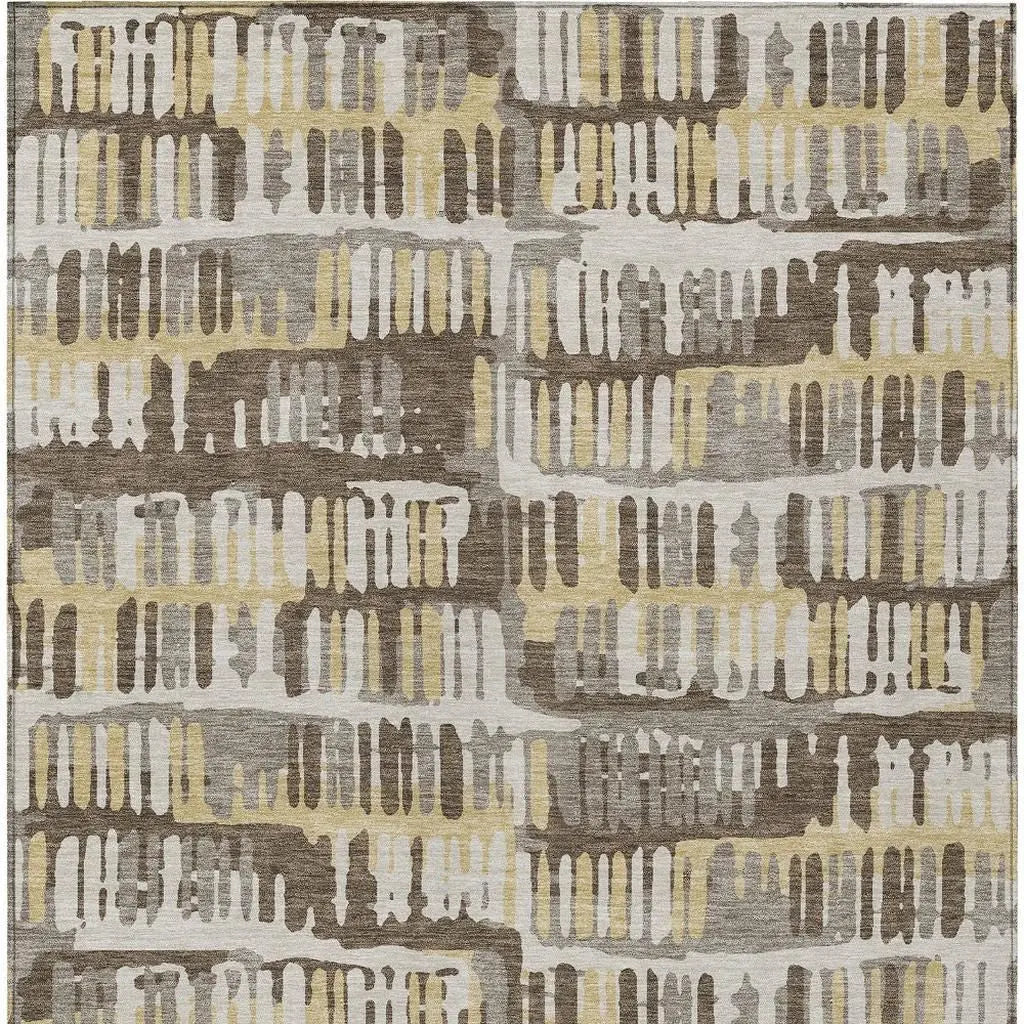 8' X 10' Chocolate And Ivory Abstract Washable Indoor Outdoor Area Rug Homeroots Outdoor