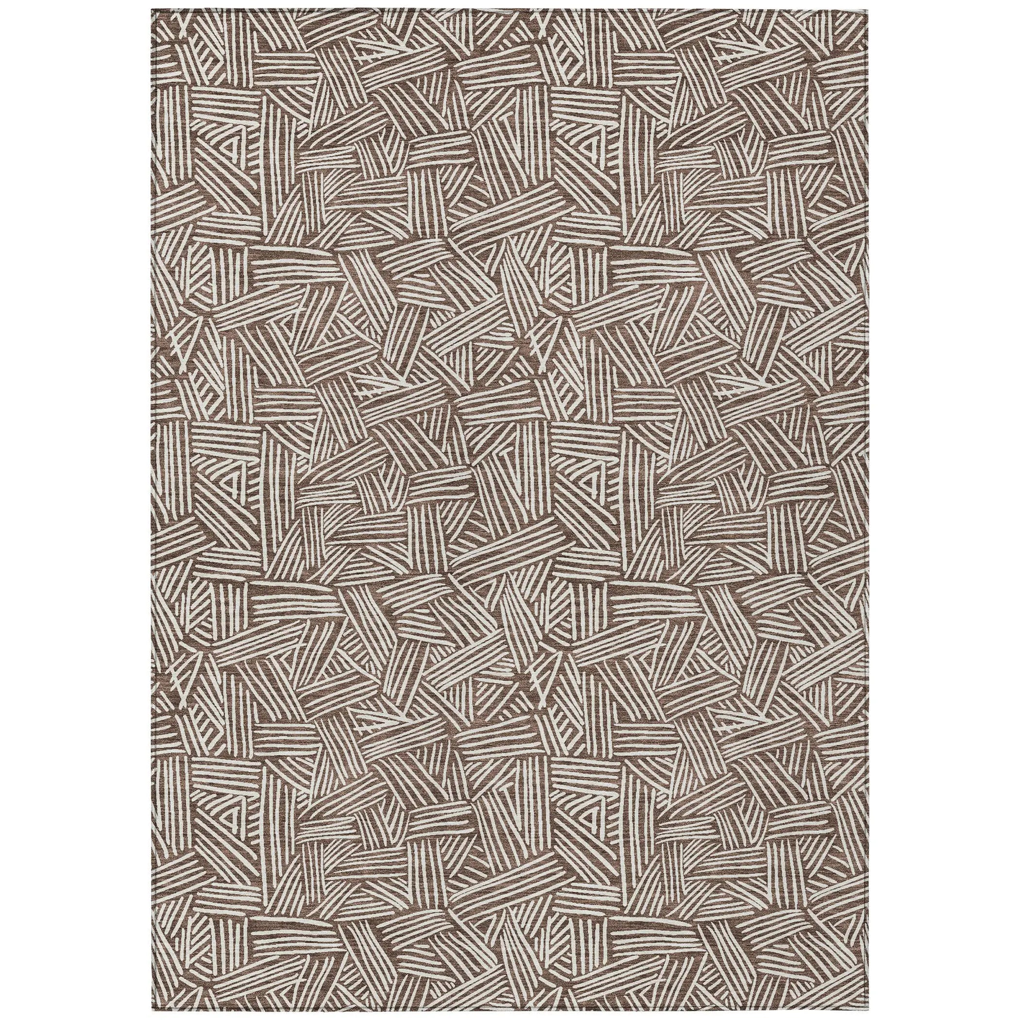 8' X 10' Chocolate And Ivory Geometric Washable Indoor Outdoor Area Rug Homeroots Outdoor