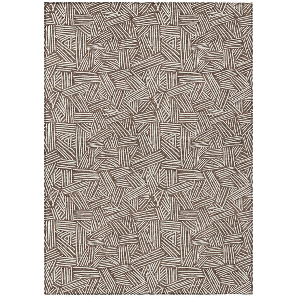8' X 10' Chocolate And Ivory Geometric Washable Indoor Outdoor Area Rug Homeroots Outdoor