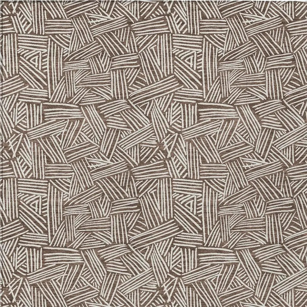 8' X 10' Chocolate And Ivory Geometric Washable Indoor Outdoor Area Rug Homeroots Outdoor