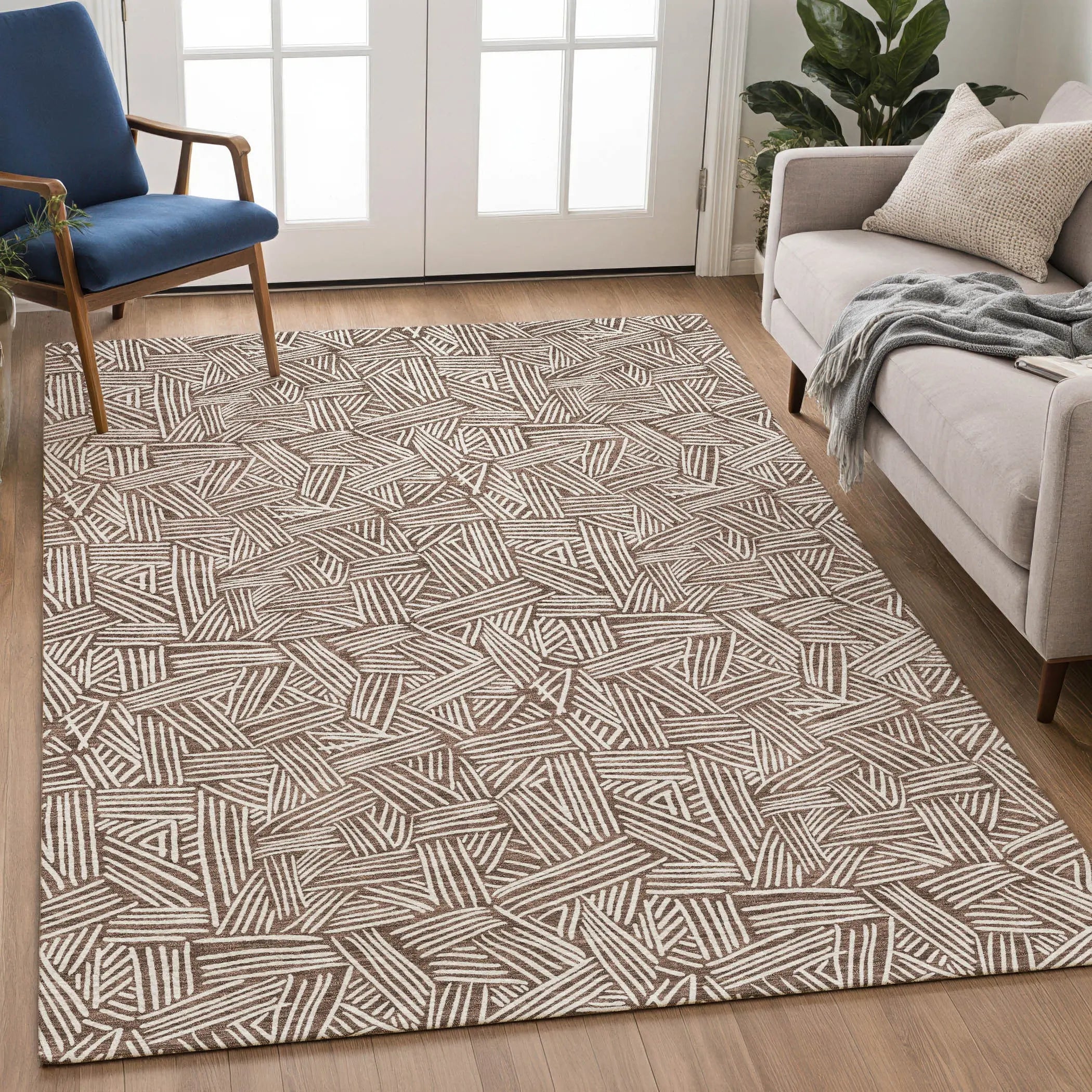 8' X 10' Chocolate And Ivory Geometric Washable Indoor Outdoor Area Rug Homeroots Outdoor