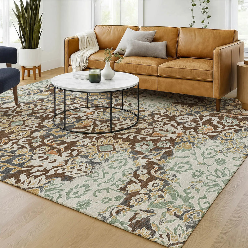 8' X 10' Chocolate And Ivory Geometric Washable Indoor Outdoor Area Rug Homeroots Outdoor