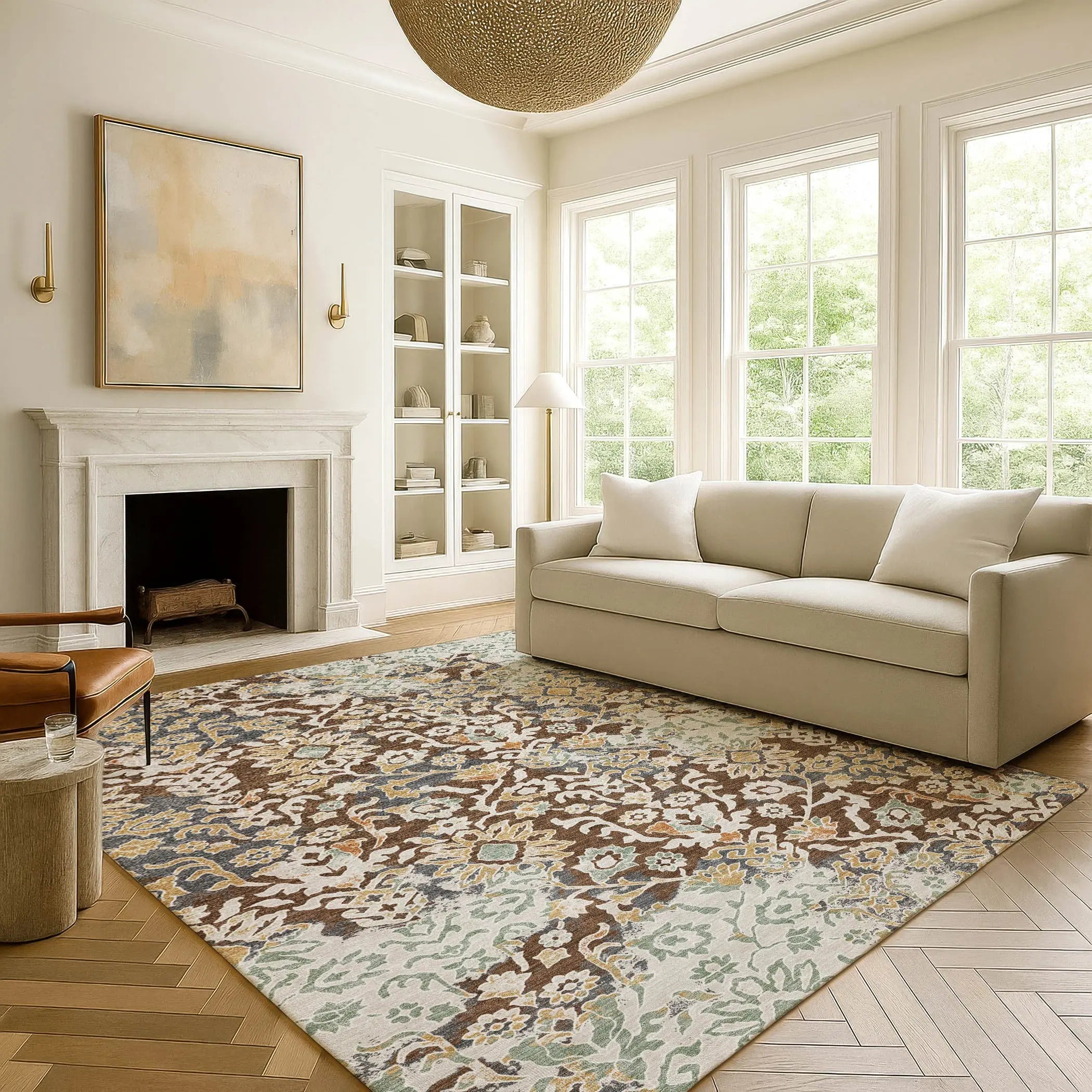 8' X 10' Chocolate And Ivory Geometric Washable Indoor Outdoor Area Rug Homeroots Outdoor