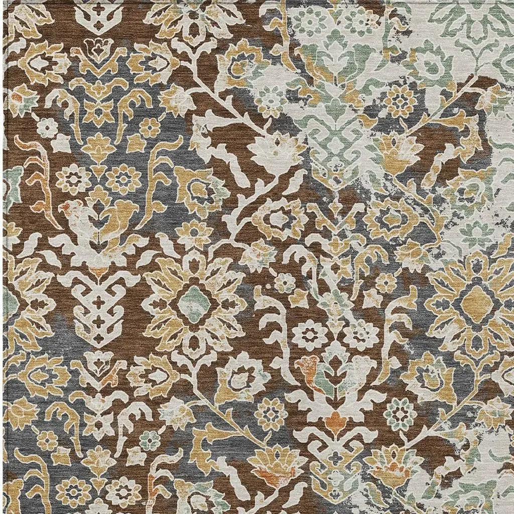 8' X 10' Chocolate And Ivory Geometric Washable Indoor Outdoor Area Rug Homeroots Outdoor