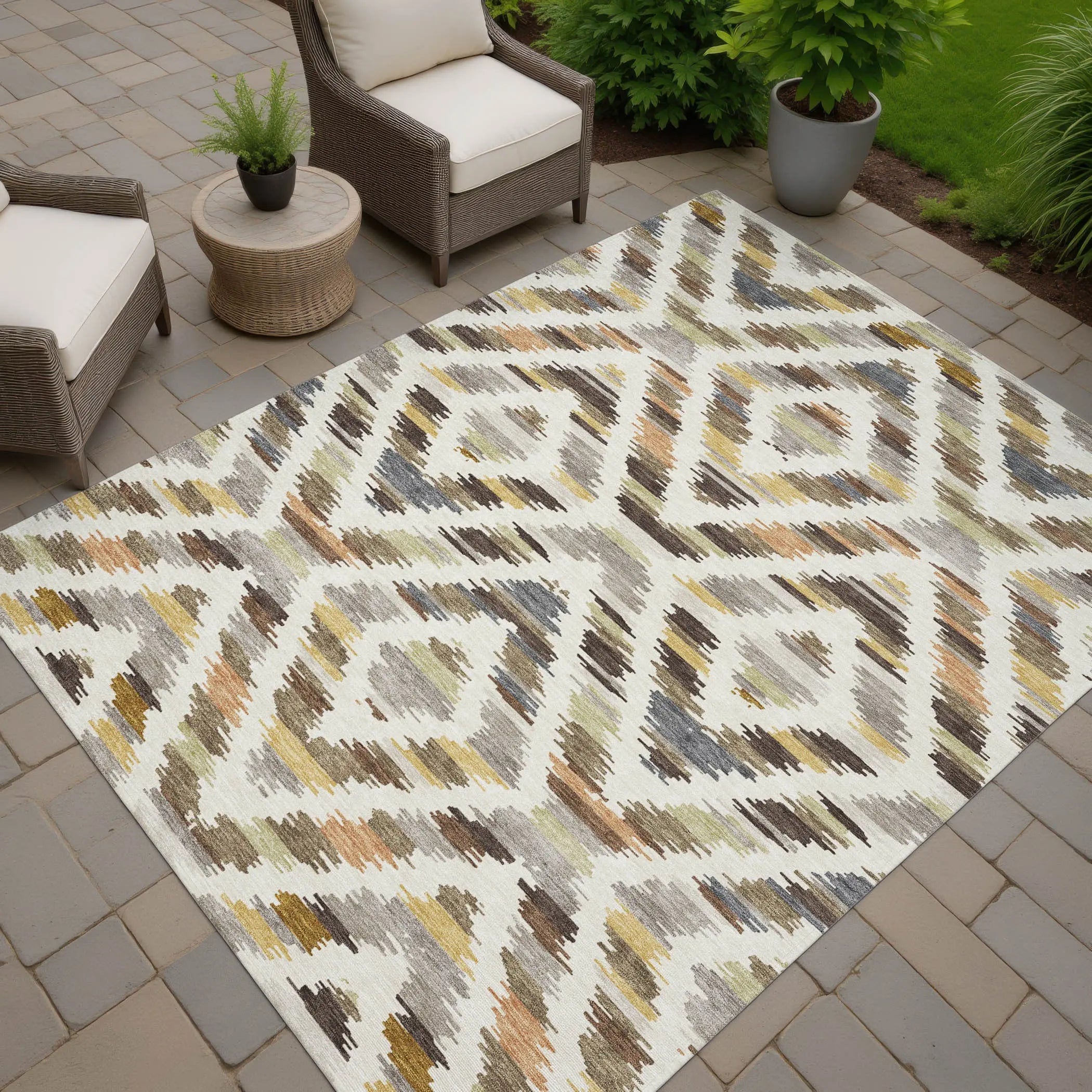 8' X 10' Chocolate And Ivory Tribal Washable Indoor Outdoor Area Rug Homeroots Outdoor