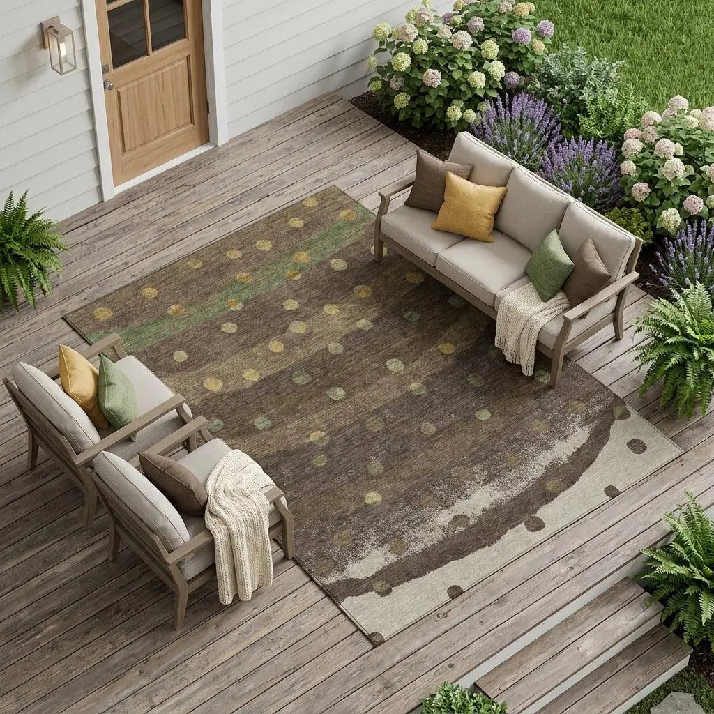 8' X 10' Chocolate And Navy Blue Striped Washable Indoor Outdoor Area Rug Homeroots Outdoor